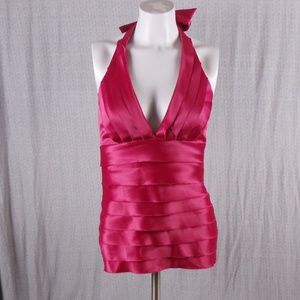 Twenty One Satin layered Ribbon Halter Top